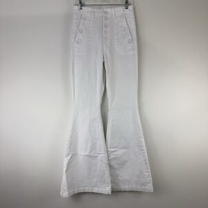 7 For All Mankind White Flare High-Rise Jeans Women's Size 28 – Button Fly‎